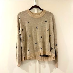 Madewell, relaxed sweater, Size L, gray, knit bows